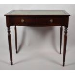 A Reproduction Mahogany Serpentine Fronted Two Drawer Side Table on Turned Supports, 84cm wide