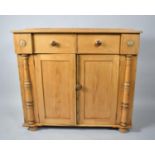 A Late 19th Century Stripped Pine Side Cabinet with Two Top Drawers and Cupboard Base, 106cm Wide