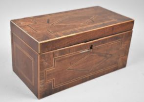 A 19th Century Inlaid Mahogany Three Division Tea Caddy of Rectangular Form, 25.5cm wide, in Need of