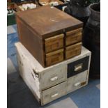 Two Vintage Metal Four Drawer Card Filing Cabinets