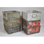A Collection of Six Galvanized Parts Bins