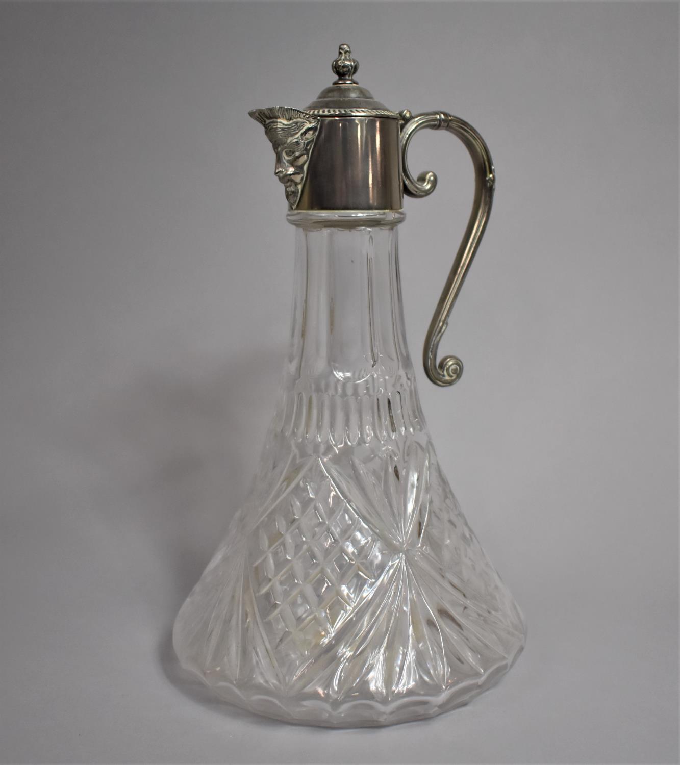 A Mid 20th Century Silver Plate Mounted Claret Jug with Mask Head Pourer, 30cm high - Bild 3 aus 3