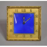 An Edwardian Eight Day Easel Back Brass Framed Bedside Clock with Swiss 8 Day Movement and Blue