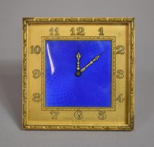 An Edwardian Eight Day Easel Back Brass Framed Bedside Clock with Swiss 8 Day Movement and Blue