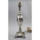 A Heavy Edwardian Silver Plated Table Lamp of Vase Form with Swag to Body, 40.5cm wide
