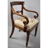 A 19th Century Mahogany Framed Scroll Armchair with Tapestry Seat