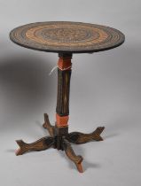 A Modern Circular Occasional Table with Painted Geometric Decoration, 40cm Diameter
