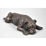 A Royal Worcester Bronzed Study of a Reclining Bulldog, After Doris Lindner, 18cm Long