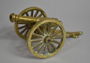A Cast Brass Model of Field Cannon, 20cm Long