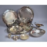 A Collection of Various Silver Plated Item to Comprise Oval Galleried Tray, Shaped Trays, Coffee Pot