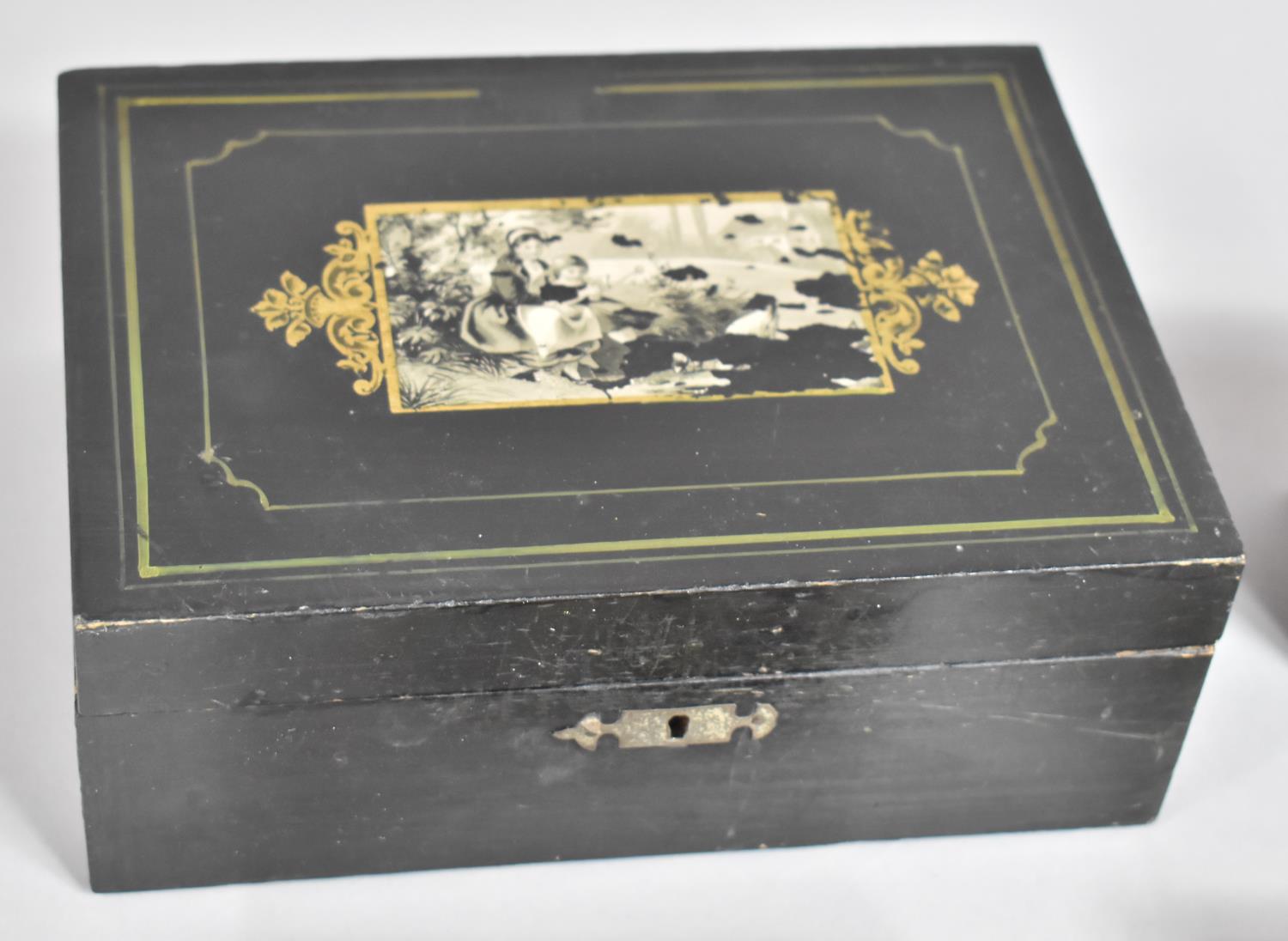 A Collection of Four Wooden Boxes to Include Ebonised Musical Example, Visakhapatnam, Card Box and - Bild 2 aus 5