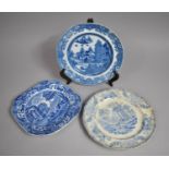 A Collection of Three 19th Century and Later Blue and White Plates to Include Abbey Ruins,