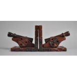 A Pair of Late 20th Century Carved Wooden Novelty Bookends in the Form of Spanish Cannons, Each 17cm
