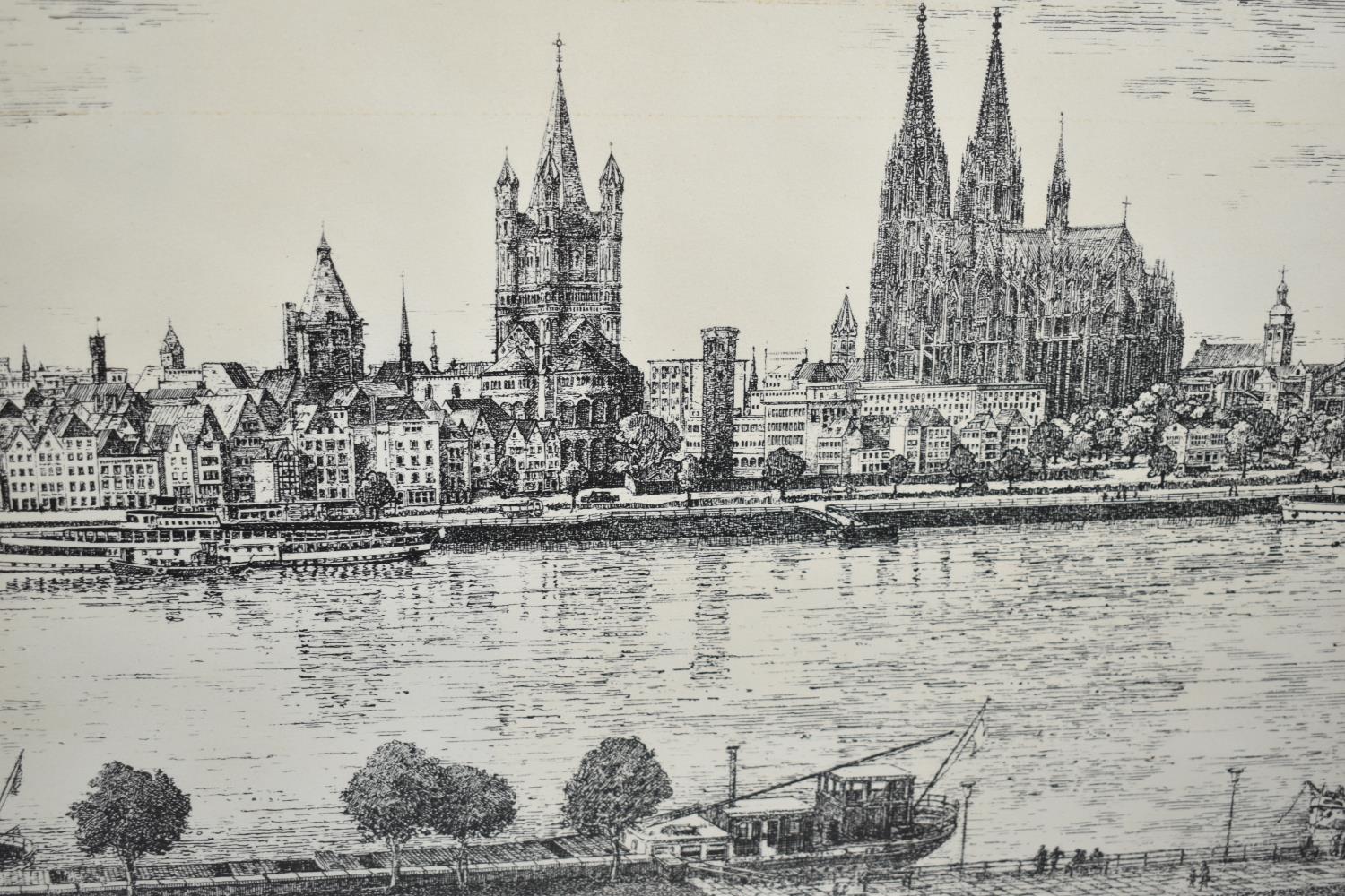 A Gilt Framed Modern Print of an Engraving, River Seine in Paris, 96x30cm - Bild 2 aus 2