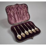 A Cased Set of Six Silver Plated Apostle Spoons