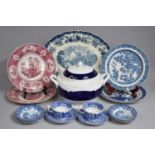 A Collection of Various Blue and White Transfer Printed Items to include Two Spode Italian Pattern