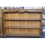 A Modern Pine Three Shelf Open Bookcase, 155cm wide