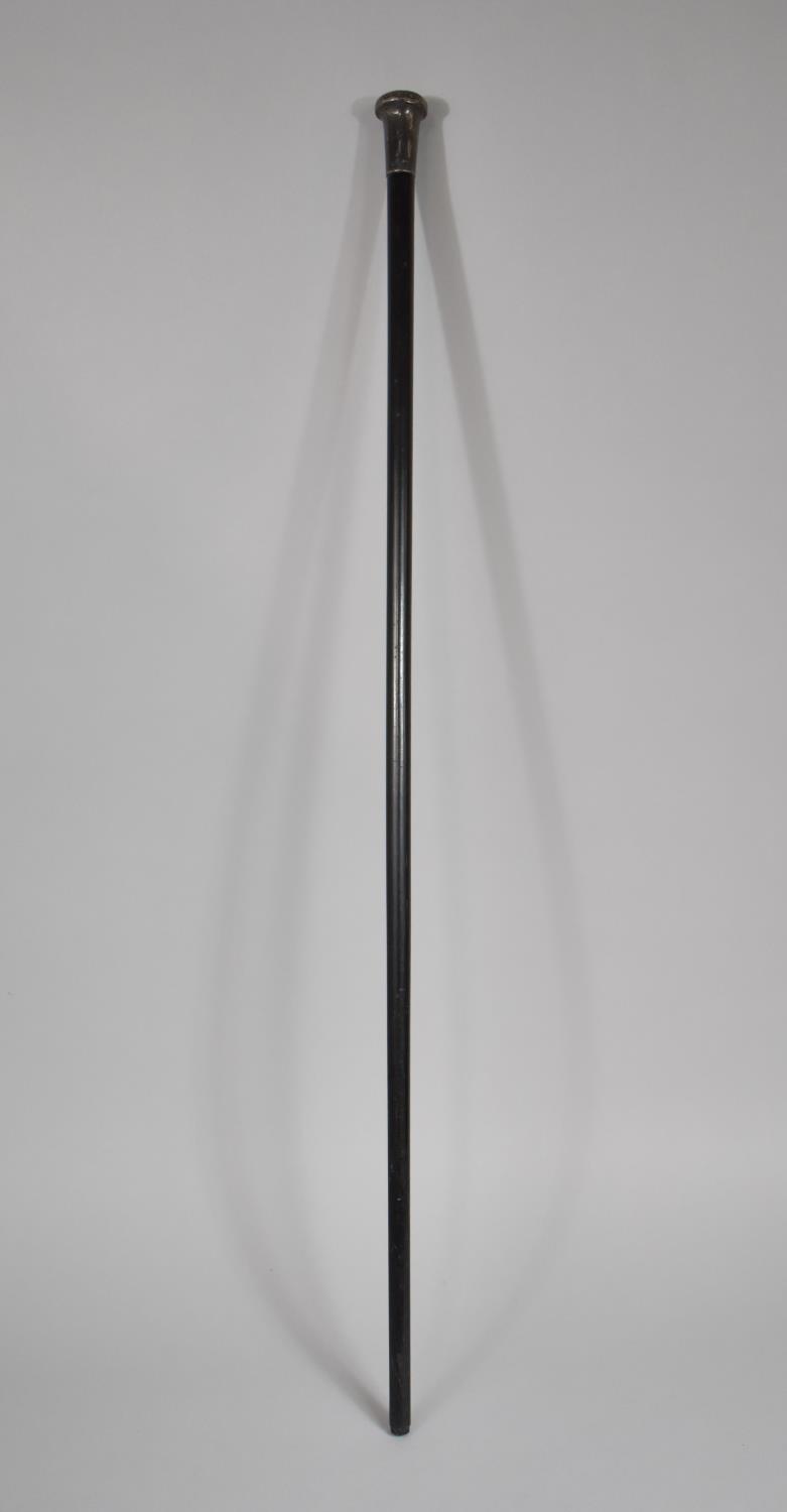 A Silver Topped Ebonised Walking Cane, Missing ferule, 90cm Long - Bild 2 aus 5