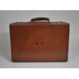 A Vintage Leather Suitcase Monogrammed WR, 45cm Wide