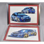 A Pair of KW Davis Rally Car Prints, Each 41x26cm