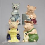 A Collection of Four Wade Figures, Three Little Pigs and Wolf