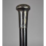 A Silver Topped Ebonised Walking Cane, Missing ferule, 90cm Long