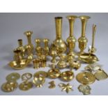 A Collection of Various Brassware to include Indian Brass Vases, Fireside Ornaments Etc