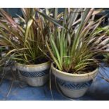 Two Circular Enamelled Patio Planters, 37cm Diameter