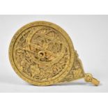 An Arabic Brass Circular Astrolabe with Arabic Script and Islamic Decoration, 8.5cm Diameter