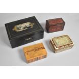 A Collection of Four Wooden Boxes to Include Ebonised Musical Example, Visakhapatnam, Card Box and