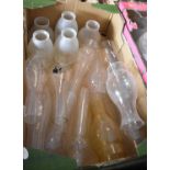 A Collection of Oil Lamp Chimneys, Opaque Glass Shades etc