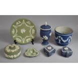 A Collection of Various Wedgwood Jasperware to include Lidded Vase, Planter, Lidded Pots, Plates Etc