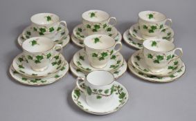 A Colclough Ivy Pattern Tea Set together with a Crown Staffordshire Coffee Can and Saucer