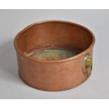 A Copper Circular Planter with Lion Mask Handles, 19.5cm Diameter