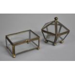 Two Miniature Glazed Boxes of Pentagon and Rectangular Form, 9cm wide