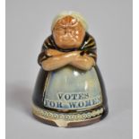 A Royal Doulton Novelty Stoneware Suffragette Figural Inkwell, 'Votes for Women', Condition