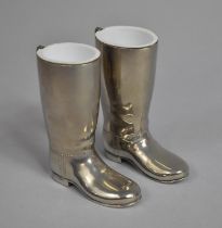 A Pair of Novelty Silver Plated Spirit Measures in the Form of Riding Boots, 9cm high