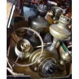 A Collection of Various Victorian Oil Lamps, Oil Lamp Parts etc