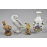 A Lladro Goose, Wedgwood Cuckoo vase and Two Bird Ornaments