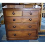 A Late Victorian/Edwardian Bedroom Chest of Two Short and Three Long Drawers, Some Veneer Loss,