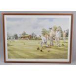 A Framed Lawn Bowls Print, The Right Bias by Douglas West, 56x38cm