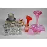 A Collection of Various Coloured Glassware to include 19th Century Vase of Flared Form, Flared