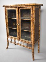 A Late 19th Century Chinoiserie Bamboo Framed Glazed Display Cabinet with Two Inner Shelves, 78cm