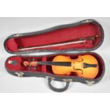 A Late 20th Century Miniature Model of Double Bass and Bow in Case, 29cm Long