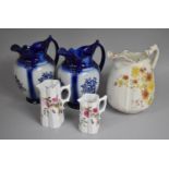 A Collection of Early/Mid 20th Century Jugs to Include Blue and White Empress etc