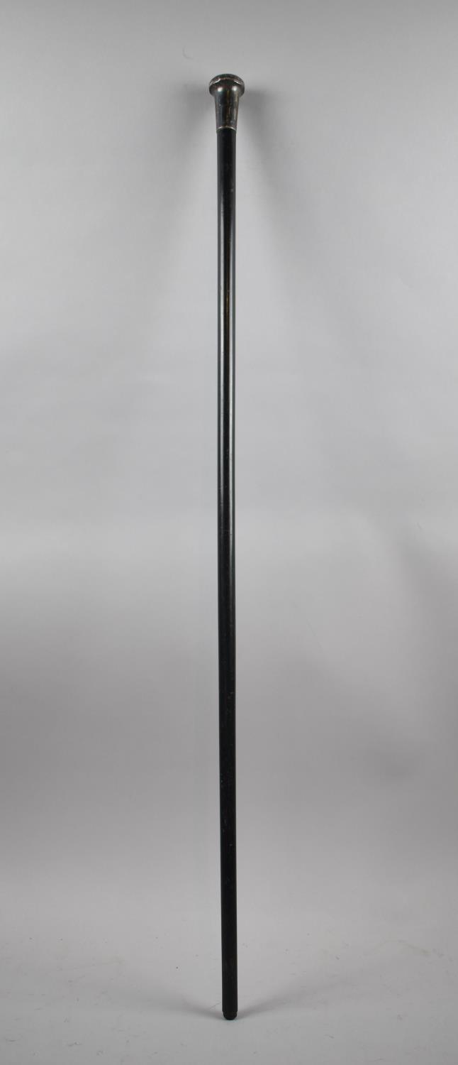 A Silver Topped Ebonised Walking Cane, Missing ferule, 90cm Long - Bild 5 aus 5