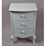 A Modern Painted Three Drawer Bow Fronted Bedside Chest, 43cm wide