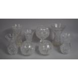 A Collection of Various Large Heavy Cut Glass Vases Etc