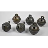 A Collection of Six 18th Century Bronze Crotal Bells All stamped RW for Robert Wells of Aldbourne