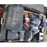 A Collection of Various Cameras, Camera Bags, Telescopic Lenses, Binoculars